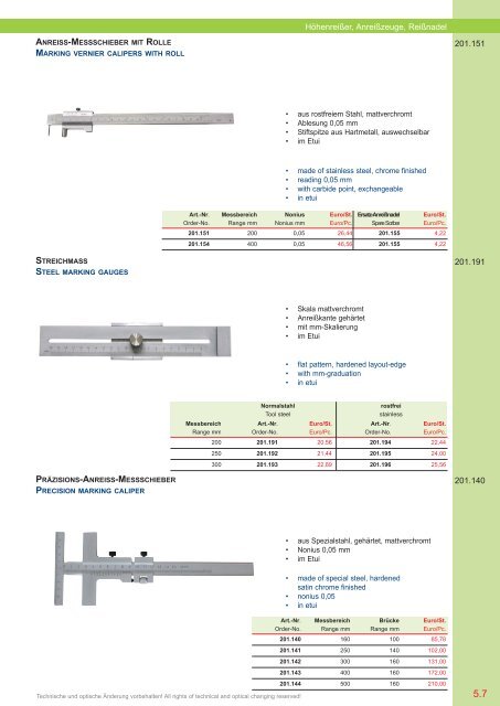 PRÄZISIONS-MESSZEUGE MEASURING INSTRUMENTS - Gimex