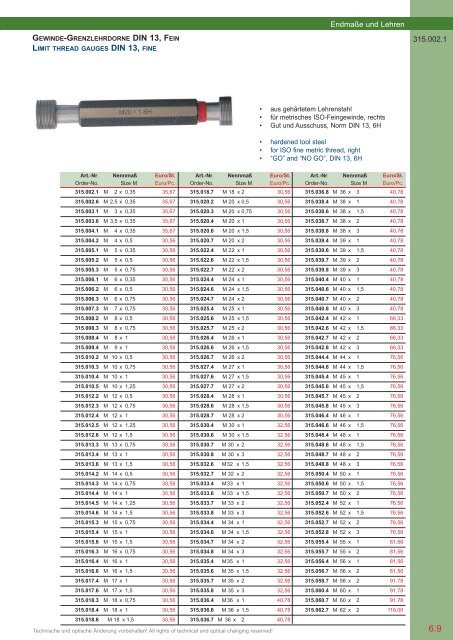 PRÄZISIONS-MESSZEUGE MEASURING INSTRUMENTS - Gimex