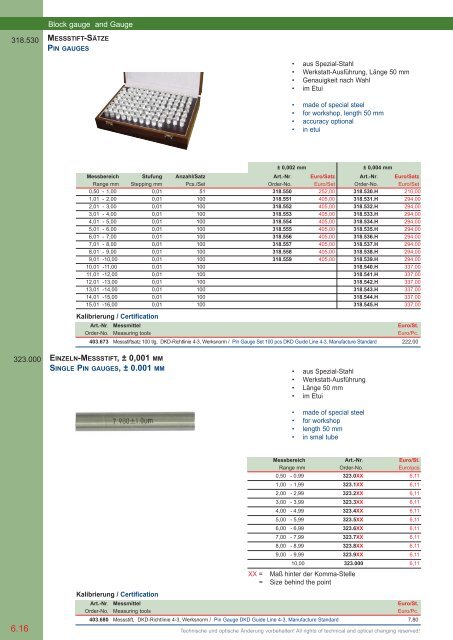 PRÄZISIONS-MESSZEUGE MEASURING INSTRUMENTS - Gimex