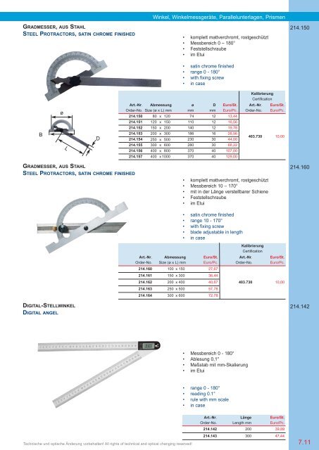 PRÄZISIONS-MESSZEUGE MEASURING INSTRUMENTS - Gimex