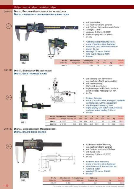 PRÄZISIONS-MESSZEUGE MEASURING INSTRUMENTS - Gimex