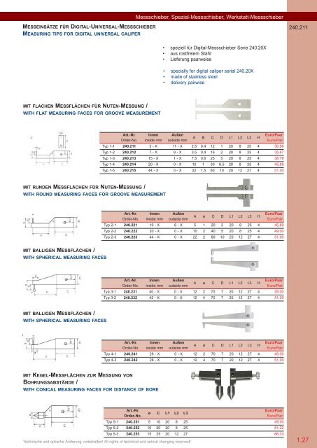 PRÄZISIONS-MESSZEUGE MEASURING INSTRUMENTS - Gimex