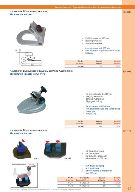 PRÄZISIONS-MESSZEUGE MEASURING INSTRUMENTS - Gimex