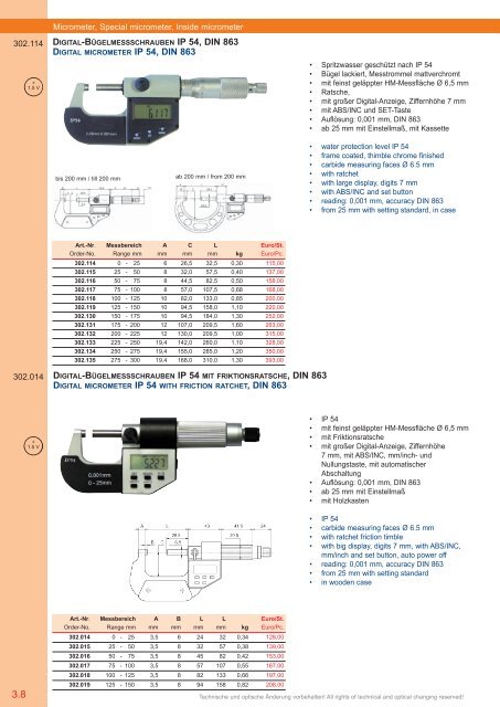 PRÄZISIONS-MESSZEUGE MEASURING INSTRUMENTS - Gimex