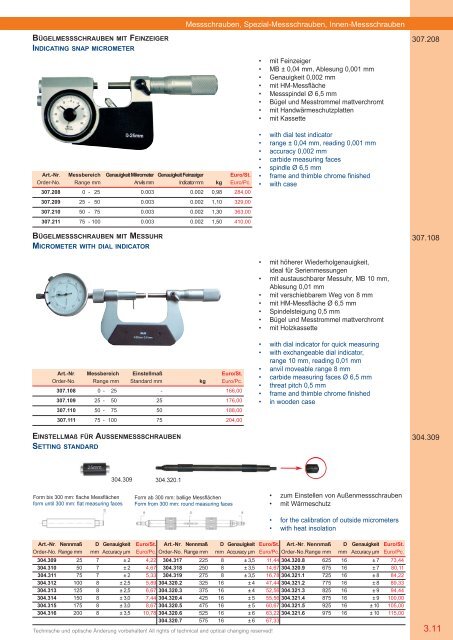 PRÄZISIONS-MESSZEUGE MEASURING INSTRUMENTS - Gimex