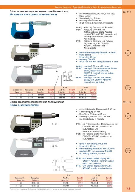 PRÄZISIONS-MESSZEUGE MEASURING INSTRUMENTS - Gimex