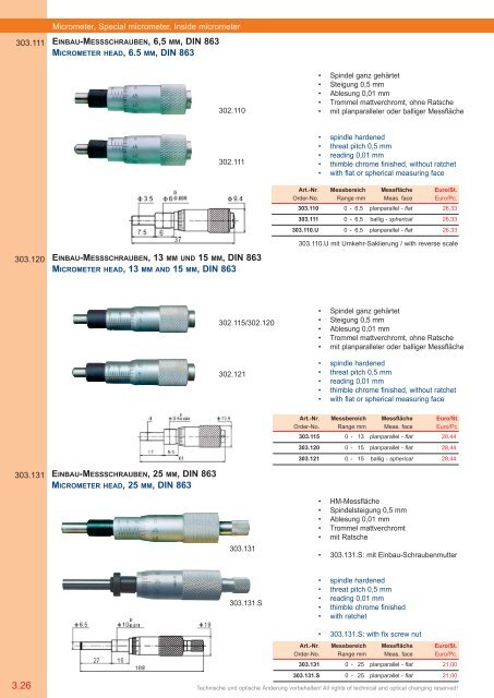 PRÄZISIONS-MESSZEUGE MEASURING INSTRUMENTS - Gimex