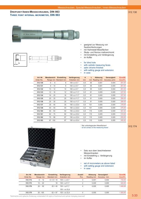 PRÄZISIONS-MESSZEUGE MEASURING INSTRUMENTS - Gimex