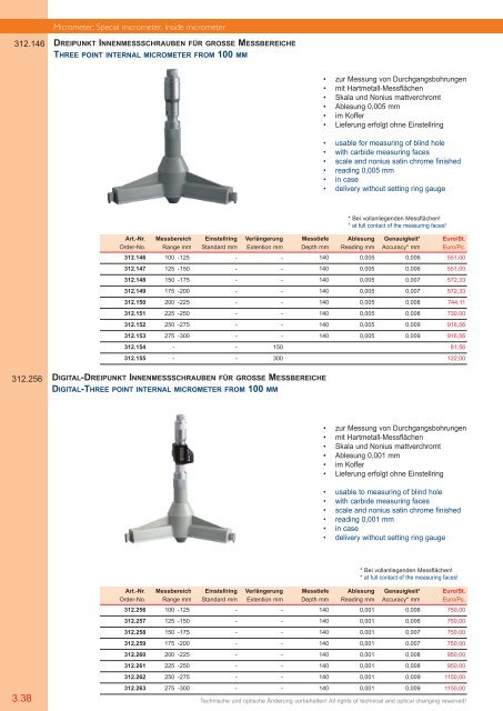 PRÄZISIONS-MESSZEUGE MEASURING INSTRUMENTS - Gimex