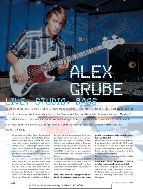Interview für Gitarre &amp; Bass, 01/2009 - Alex Grube