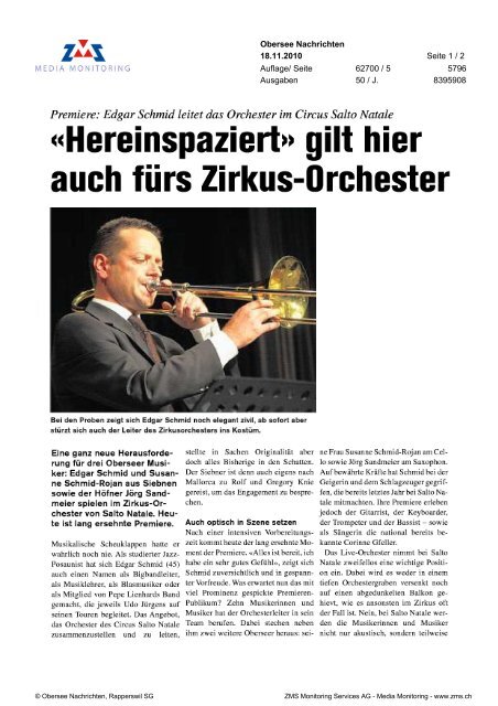 Hereinspaziert gilt hier auch fürs Zirkus-Orchester - Salto Natale