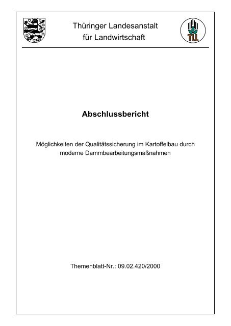Abschlussbericht - Thüringer Landesanstalt für Landwirtschaft