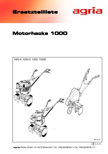 Motorhacke 1000 Ersatzteilliste - agria