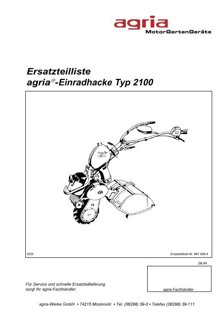 Ersatzteilliste agriaâ-Einradhacke Typ 2100 - Eduard Ruf GmbH