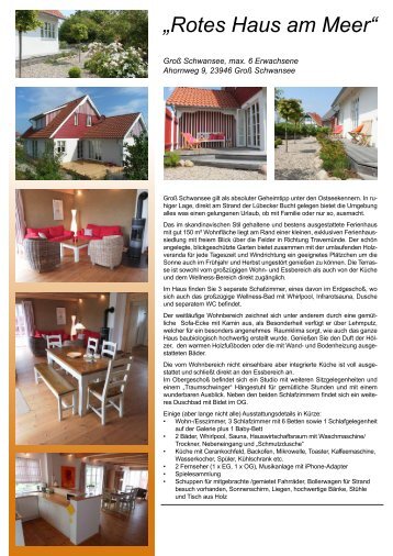 „Rotes Haus am Meer“ - Ferienvermietung-online.de