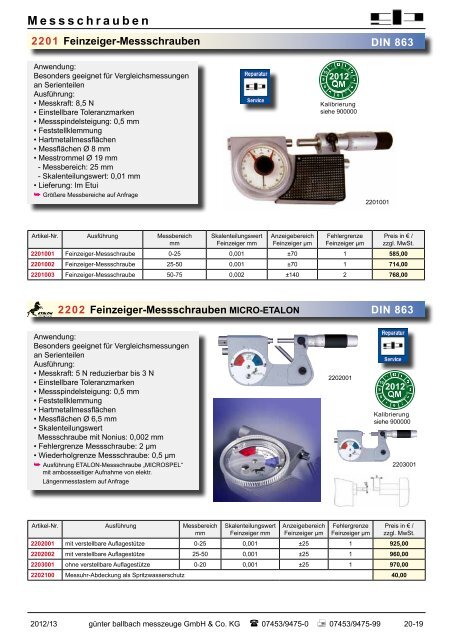 M essschrauben - bei Günter Ballbach Messzeuge GmbH & Co. KG