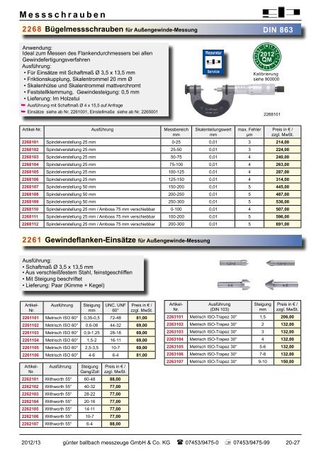 M essschrauben - bei Günter Ballbach Messzeuge GmbH & Co. KG