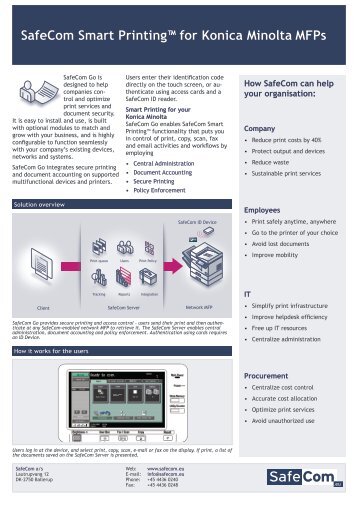 SafeCom Smart Printing™ for Konica Minolta MFPs