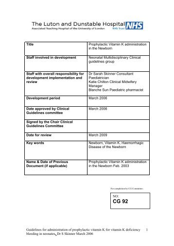 CG 92 - Luton & Dunstable Hospital