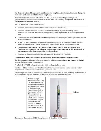 Discontinuation of Konakion Neonatal Ampoules 1mg/0.5mL