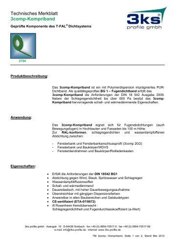Technisches Merkblatt 3comp-Kompriband - 3ks profile gmbh