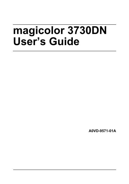 magicolor 3730DN User's Guide - Konica Minolta