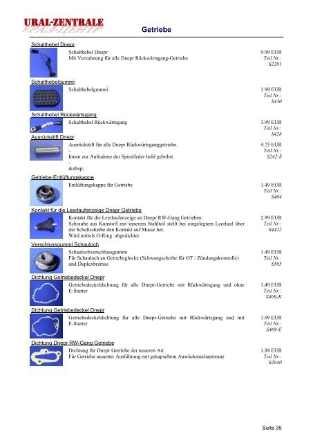 Katalog *** Dnepr 650ccm - Ural-Zentrale