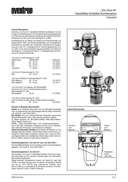 Filtereinsatz für Heizölfilter 50-75 my