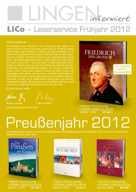 – Leserservice Frühjahr 2012 informiert - Lingen Verlag