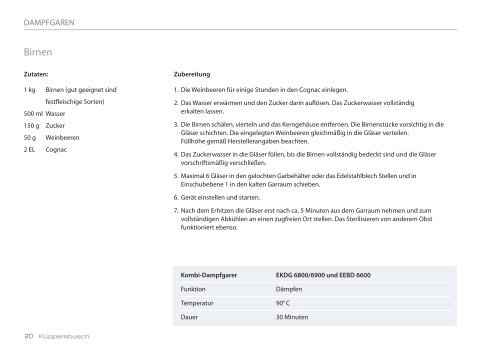 Geschmackserlebnisse aus dem Dampfgarer und ... - Küppersbusch