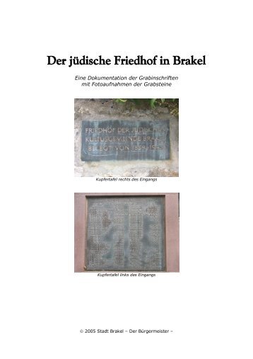 Der jüdische Friedhof in Brakel - Stadt Brakel