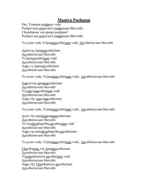 Mantra Pushpam Hindi Pdf