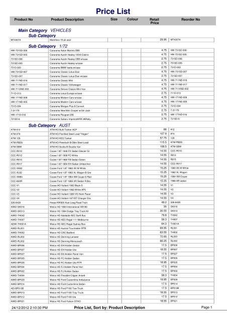 Price List