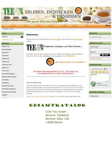 Katalogtitel CDS-Tee GmbH Produktkatalog Gesamtkatalog