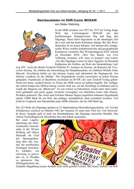 Steinbaukästen im DDR-Comic MOSAIK - gbg-monteverdi.de
