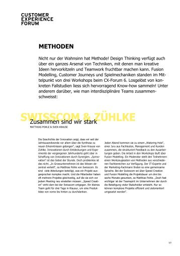 swisscom & zühlke - Customer Experiences That Matter - Stimmt AG