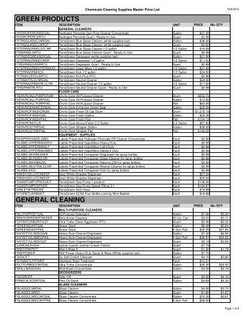 Chemicals & Cleaning Supplies price list