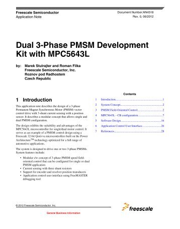 AN4518, Dual 3-Phase PMSM Development Kit with MPC5643L ...