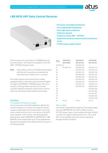 LBB 6016 UHF Data Central Receiver - Atus BV