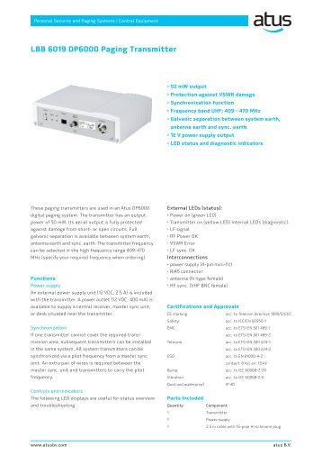 LBB 6019 DP6000 Paging Transmitter - Atus BV