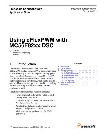 AN4485, Using eFlexPWM with MC56F82xx DSC - Freescale ...