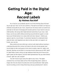 Masters, Royalties, and Record Labels - Arts Council of New Orleans