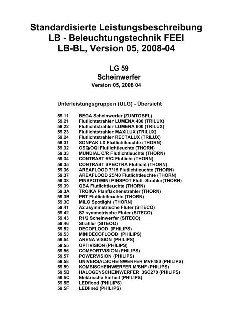 Standardisierte Leistungsbeschreibung LB  - FEEI