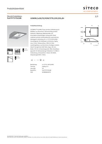 Datenblatt (PDF, ausführlich) - Siteco Österreich GmbH