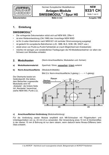 NEM 933/1 CH Anlagen-Module - SWISSMODUL H0