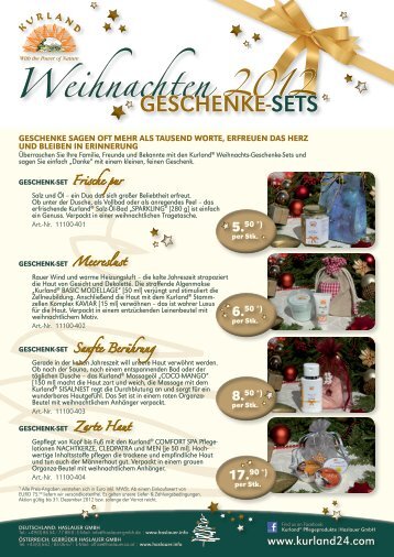 Weihnachts-Geschenke-Sets 2012 - Reiter Alm Spa & Wellness