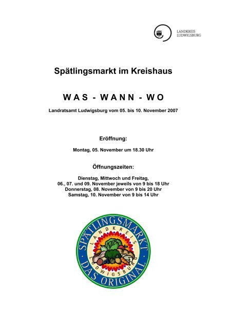 Spätlingsmarkt im Kreishaus WAS - Landratsamt Ludwigsburg