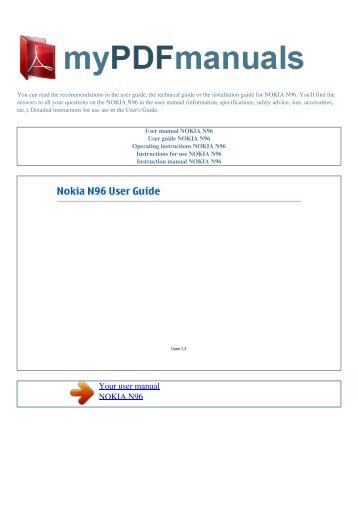 User manual NOKIA N96 - 1