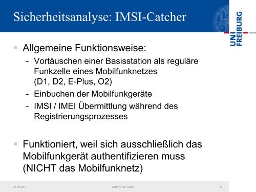 GSM für die Lehre – Basisstation, IMSI-Catcher und Monitordevices ...