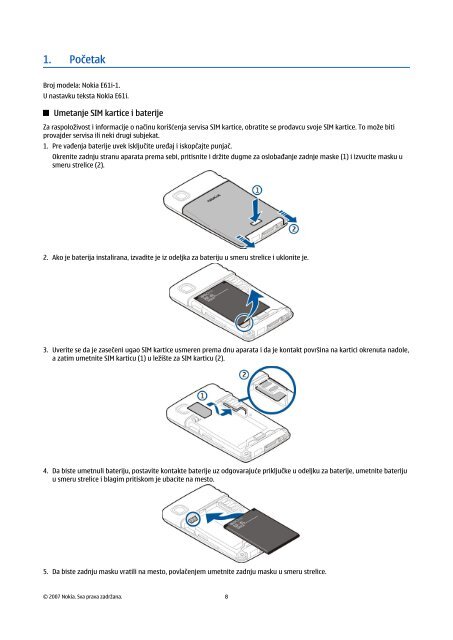 Nokia E61i Uputstvo za korisnika